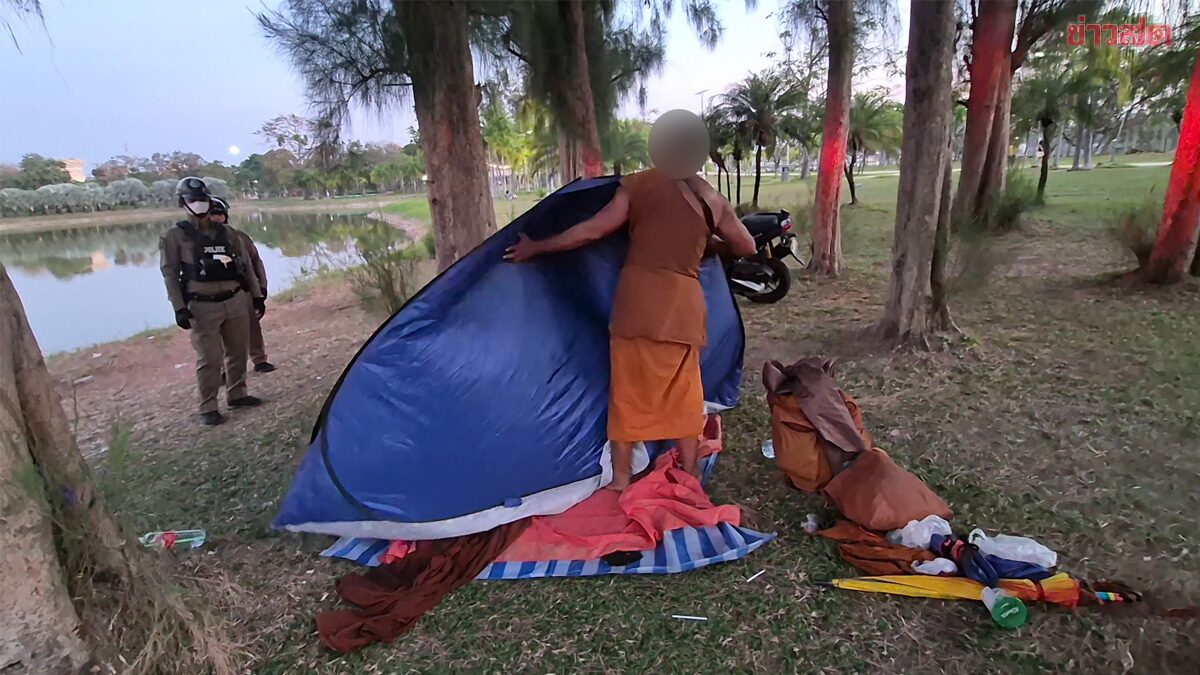 Villagers Puzzled: Monk Pitches Tent in Public Park, Waiting to Check Lottery Numbers