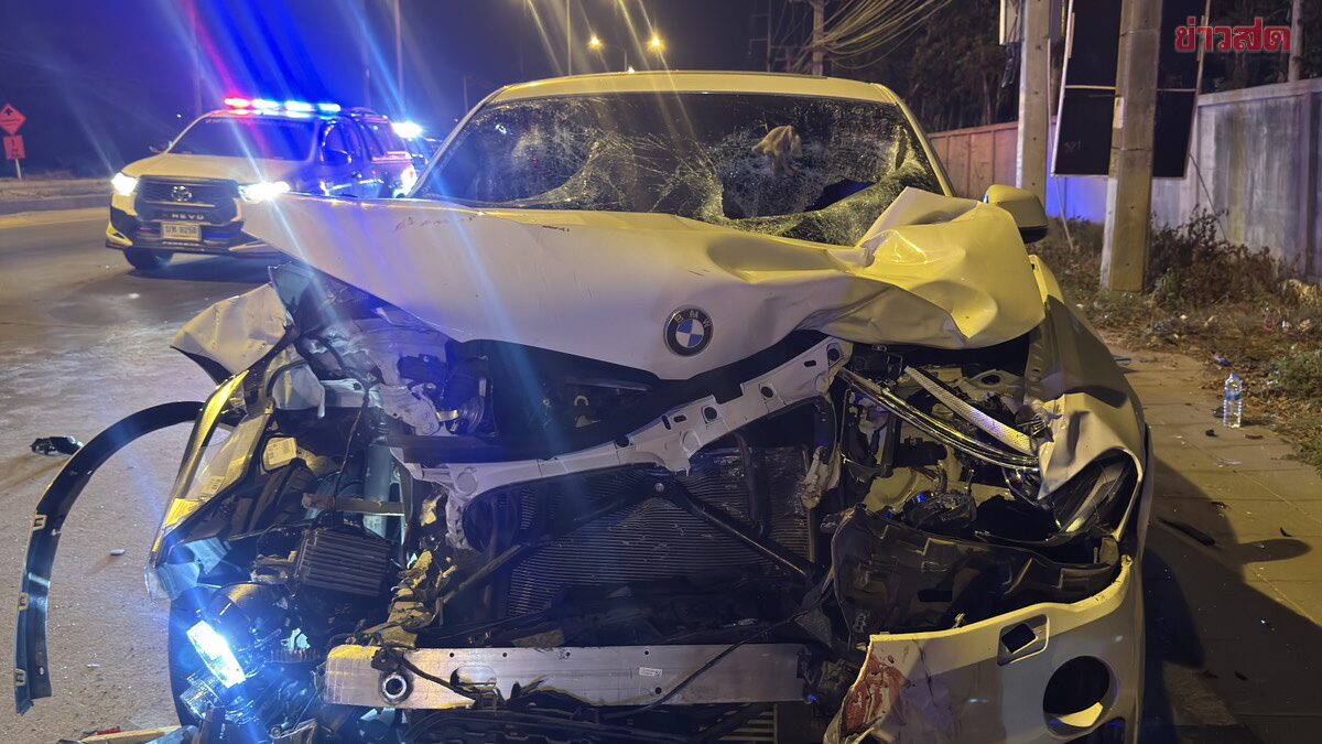 BMW Rear-Ends Pickup, Worker Standing by Roadside Fatally Crushed