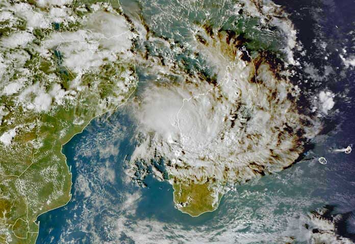ภาพวิดีโอจากดาวเทียม EUMETSAT ที่เผยแพร่เมื่อวันพุธที่ 11 กุมภาพันธ์ 2569 แสดงให้เห็นพายุไซโคลนเกซานีพัดขึ้นฝั่งทางชายฝั่งตะวันออกของมาดากัสการ์