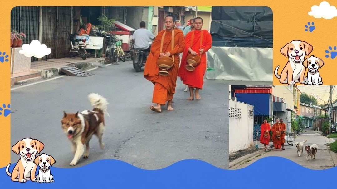 Small Friends - Ga Mo and Teng Mo Follow Monks on Alms Round