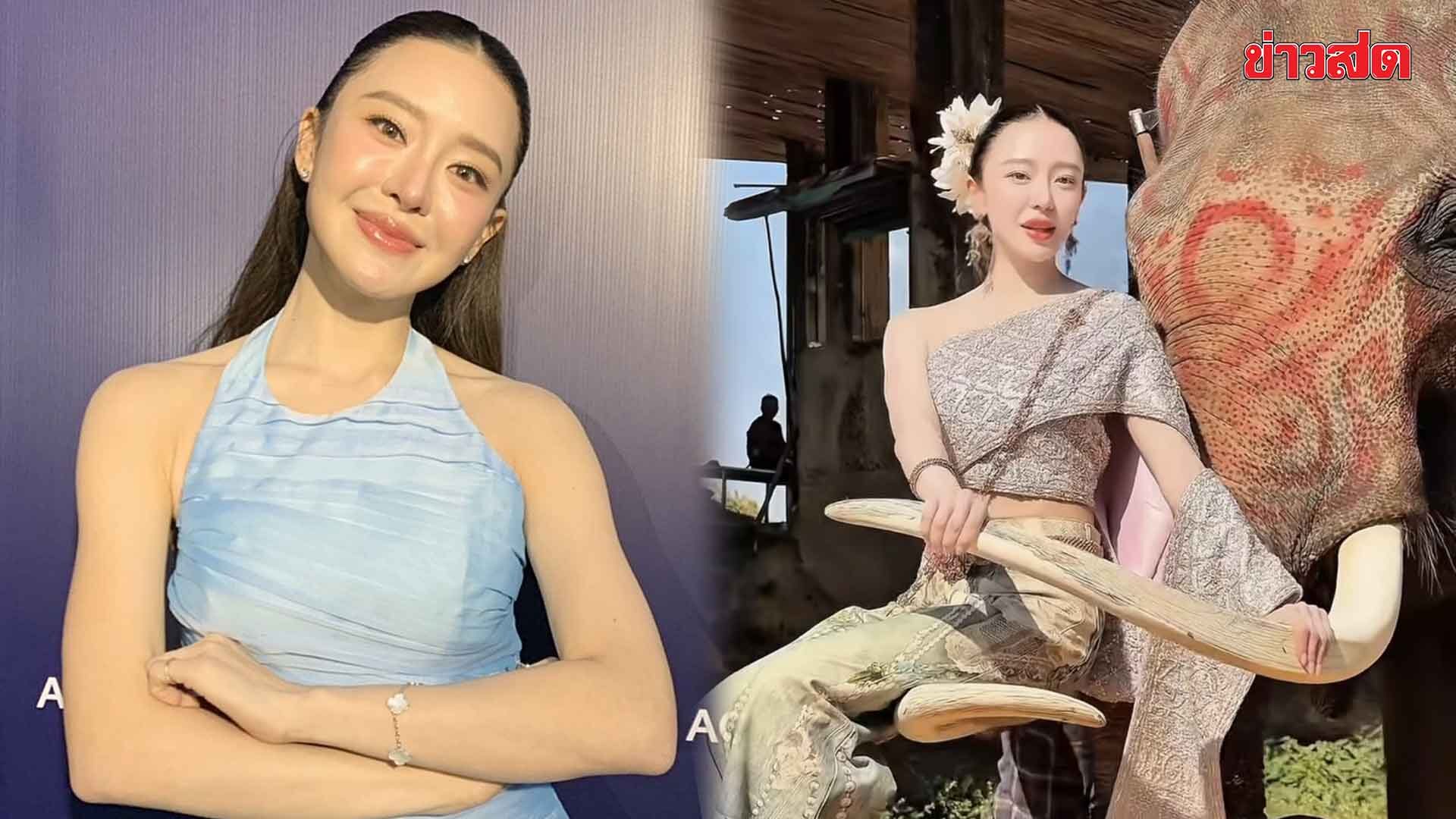 Mind Napassi Accepts Criticism After Sitting on Elephant While Wearing Traditional Thai Costume