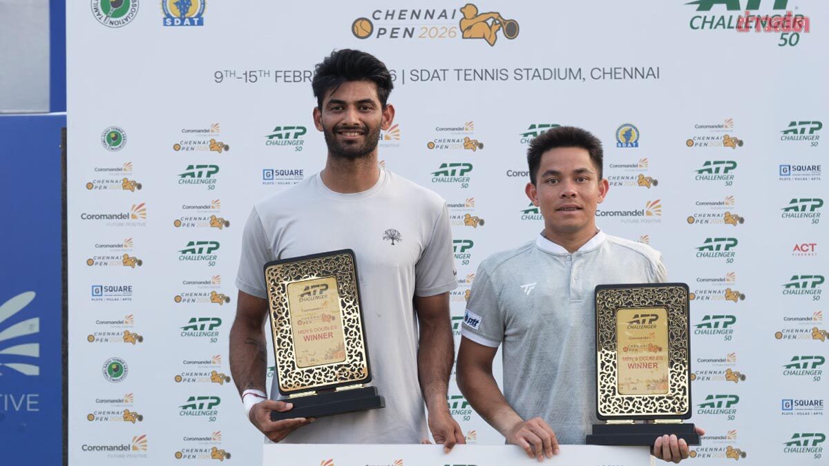 Prachya Hugs Indian Partner to Win ATP Challenger Tennis Championship
