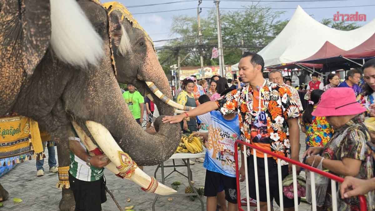 เชตวัน-วิโรจน์ ลุยคูคต เล่นสงกรานต์กับช้าง-ประชาชน ตลาดซอยเปียนนท์