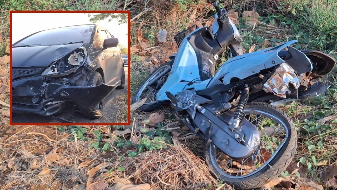 สาวใหญ่วัย51ปี ขี่จยย.หักหลบหลุมข้ามเลน เก๋งตามหลังเบรกไม่ทันชนเสย ร่างกระเด็น เสียชีวิตคาที่