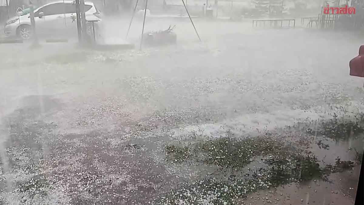 พายุฤดูร้อนมาตามนัด พายุลูกเห็บถล่มเขาค้อ ขาวโพลน แปลงกะหล่ำปลีได้รับผลกระทบหนัก