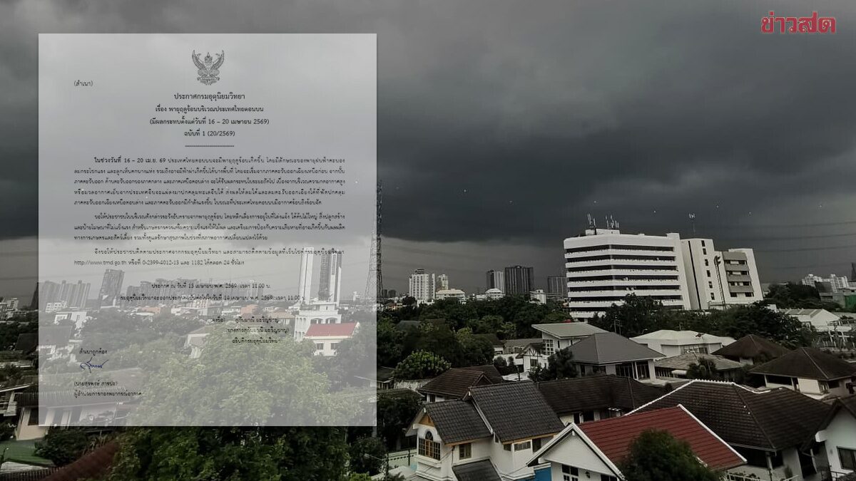 กรมอุตุฯ ประกาศฉบับ1 เตือน พายุฤดูร้อน ถล่มไทยตอนบน ลมแรงมาก
