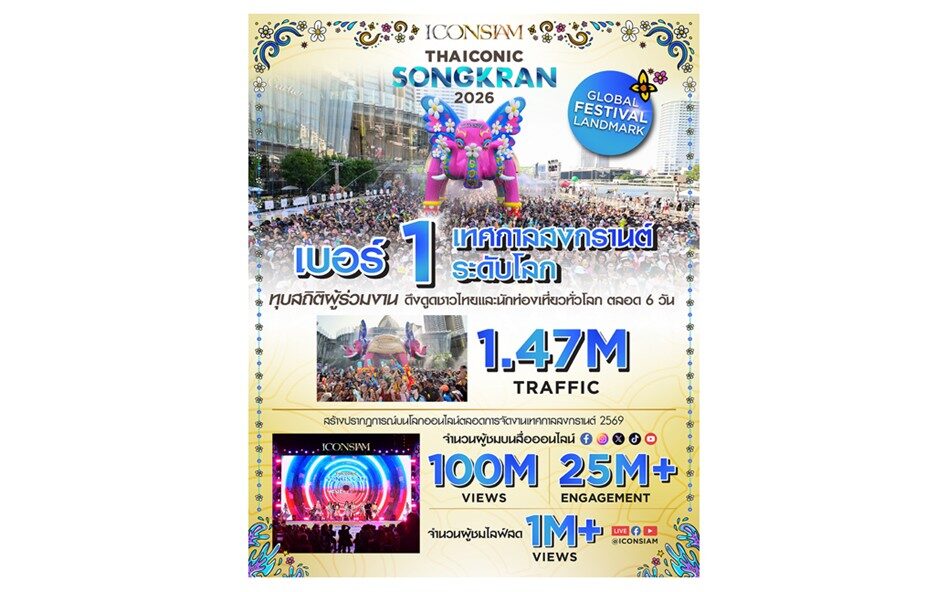 สงกรานต์ไอคอนสยามประสบความสำเร็จเกินคาด ดึงนักท่องเที่ยวร่วมประเพณีไทย 1.47 ล้านคน