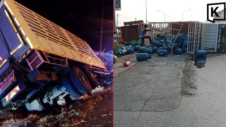 Two gas truck crashes snarl traffic in Korat morning