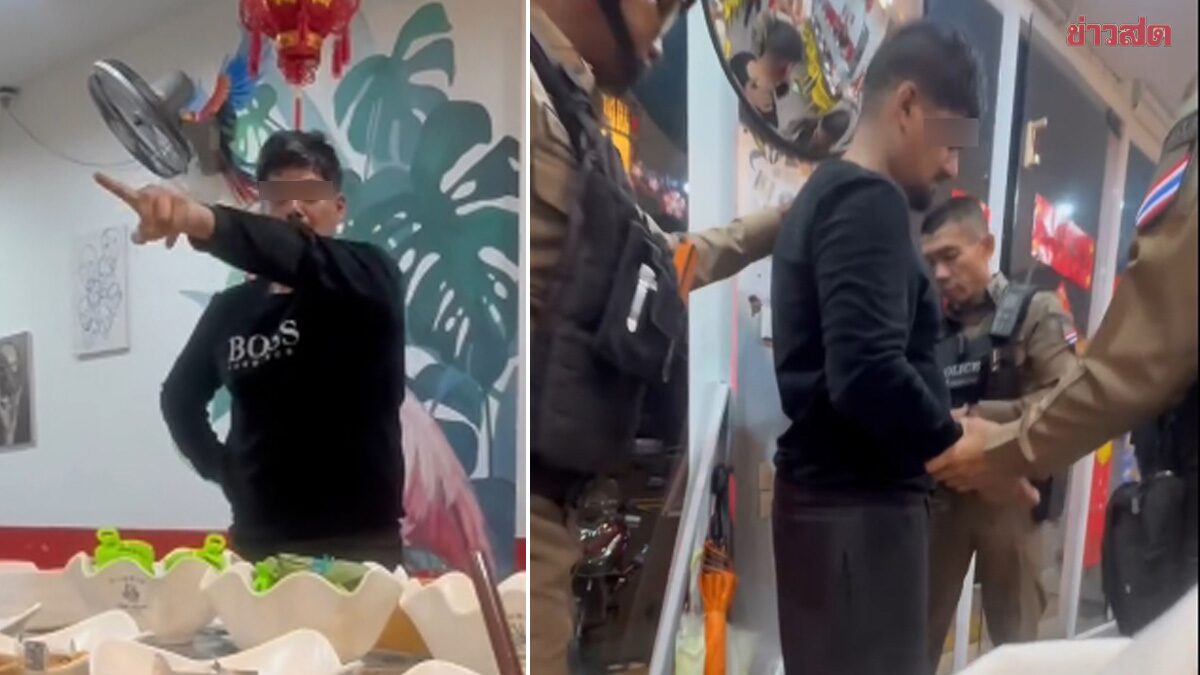 หนุ่มต่างชาติ คลั่งป่วนร้านชาบูภูเก็ต เจอผู้จัดการร้านสวนกลับจนร้องลั่น ตร.ควบคุมตัวไปสงบสติ