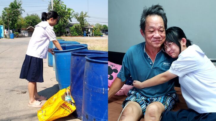 “I’m not ashamed. I have to help my dad” — 15-year-old girl collects bottles to support family