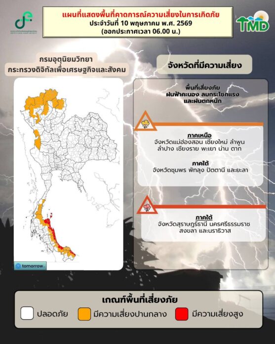 พื้นที่เสี่ยง วันที่ 10 พ.ค.2569