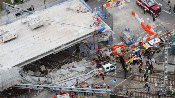 Overpass collapse during demolition kills one, traps workers in western Seoul