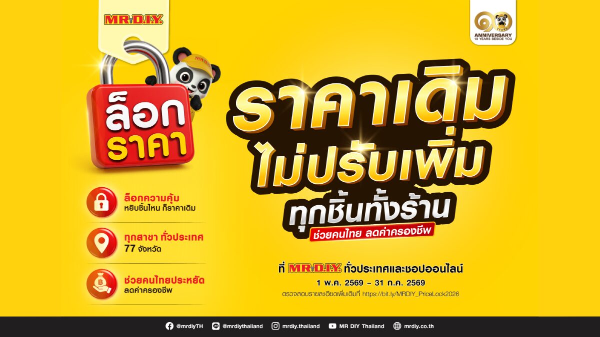 มิสเตอร์. ดี.ไอ.วาย. ส่งแคมเปญ “ล็อกราคา” ตรึงราคาทั้งร้าน ช่วยคนไทยลดค่าครองชีพ
