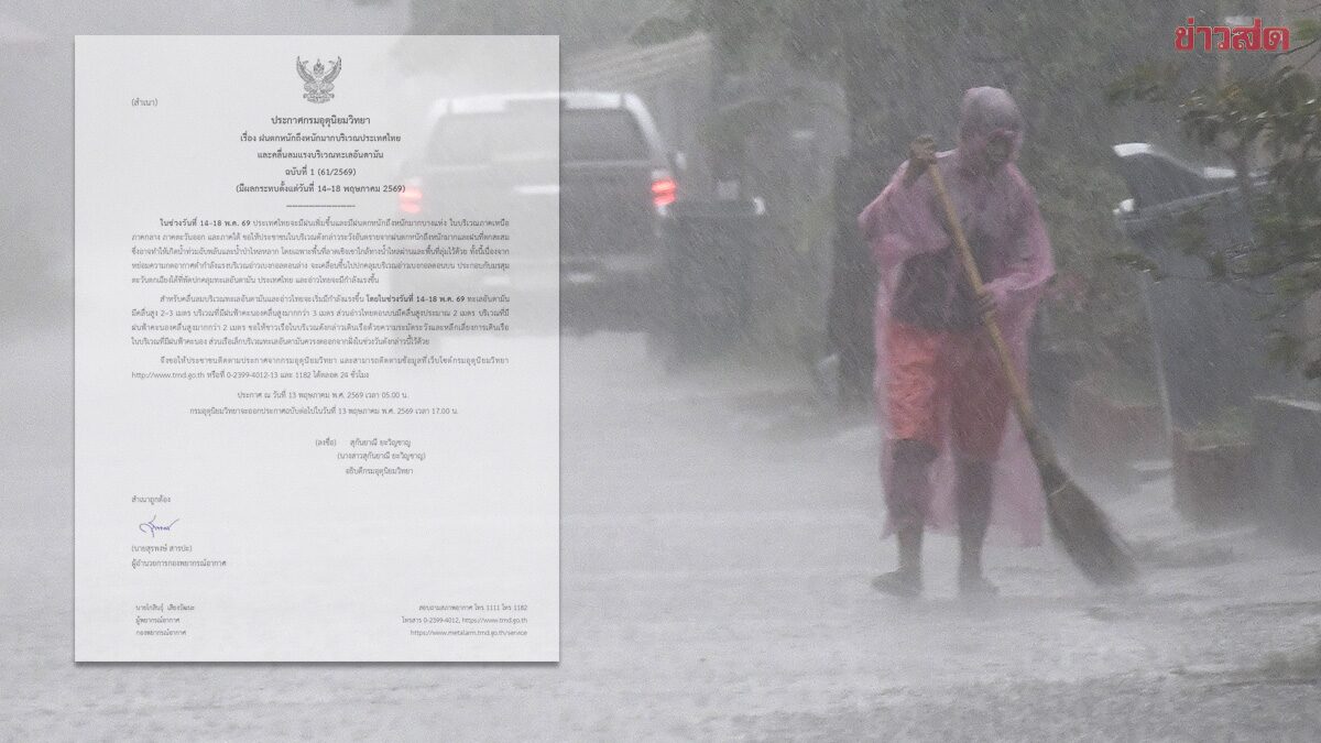 กรมอุตุฯ ประกาศฉบับ1 เตือน ฝนตกหนักถึงหนักมาก น้ำท่วมฉับพลัน
