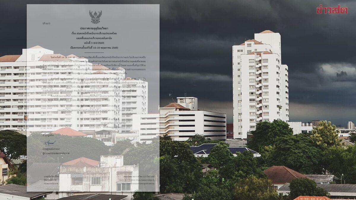 กรมอุตุฯ ประกาศฉบับที่ 3 เตือน ฝนตกหนักถึงหนักมาก น้ำท่วมฉับพลัน