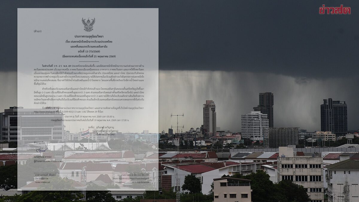 กรมอุตุฯ ประกาศฉบับที่ 19 เตือน ฝนเพิ่มขึ้น ตกหนักถึงหนักมากบางแห่ง
