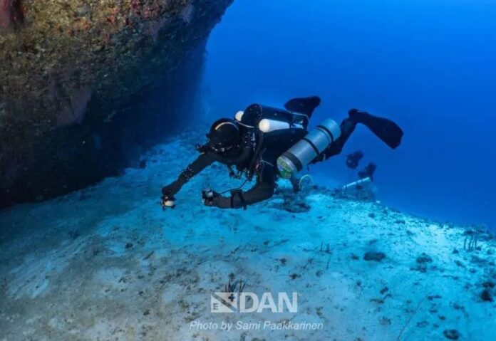 An image taken near the entrance of the cave, where diving instructor Gianluca Benedetti was found.DAN Europe