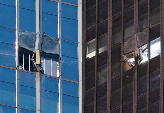 ภาพภายนอกที่เสียหายของอาคาร CITIC Tower หรือที่รู้จักกันในชื่อ China Zun ในกรุงปักกิ่ง ประเทศจีน เมื่อวันที่ 26 มิถุนายน 2026