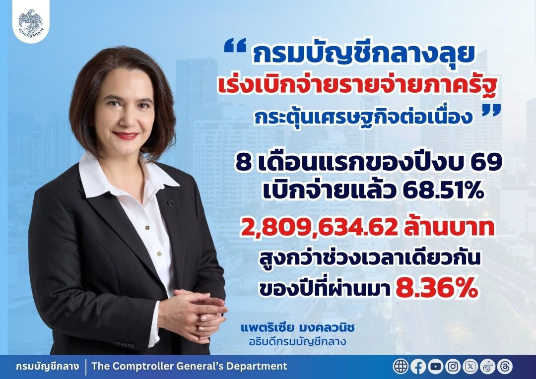 กรมบัญชีกลาง จี้เบิกจ่ายงบประมาณภาครัฐโค้งสุดท้าย กระตุ้นเศร