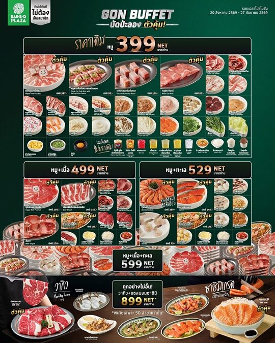 บาร์บีคิวพลาซ่า งัดตัวท็อป เปิดวงบุฟเฟต์คุ้ม ไม่บวกเพิ่ม