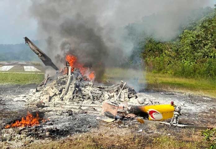ภาพซากเฮลิคอปเตอร์ที่ถูกแชร์บนโซเชียลมีเดีย
